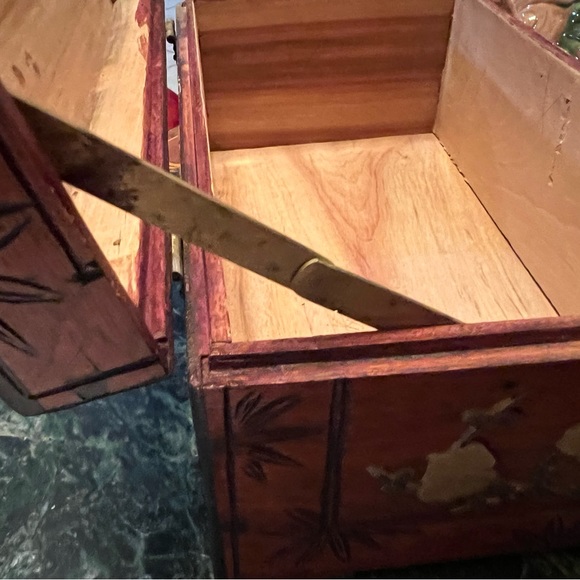 Hand Carved Asian Inspired Wooden Keepsake Chest - Picture 11 of 11